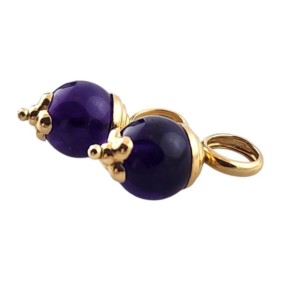 14 Karat Yellow Gold Purple Bead Hoop Earring Enhancers #18568 - Picture 2 of 6